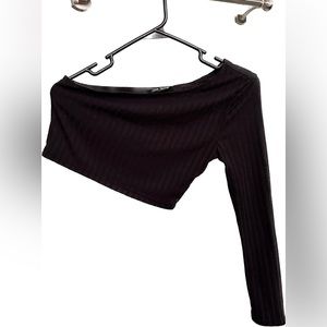 Black one arm crop top